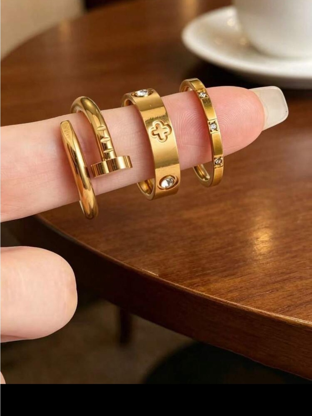 18K Gold-Tone Stacking Rings Set